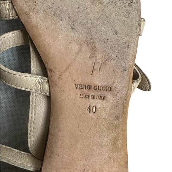 Giuseppe Zanotti Sandal Caged Gladiator Strappy Flat Open Toe Tan Leather 40 - Picture 4 of 13